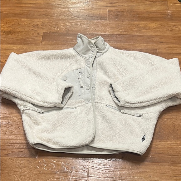 Free People Movement Ivory Sherpa Fleece Jacket with Zip Pockets - Picture 2 of 7